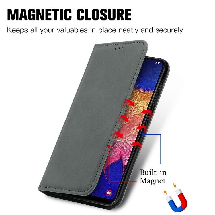 For Samsung Galaxy A10 Retro Skin Feel Business Magnetic Horizontal Flip Leather Case with Holder & Card Slots & Wallet & Photo Frame