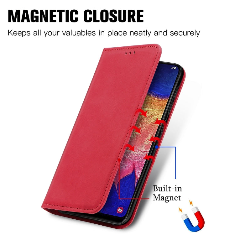 For Samsung Galaxy A10 Retro Skin Feel Business Magnetic Horizontal Flip Leather Case with Holder & Card Slots & Wallet & Photo Frame