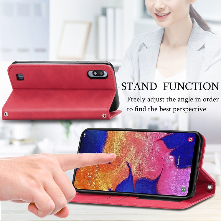 For Samsung Galaxy A10 Retro Skin Feel Business Magnetic Horizontal Flip Leather Case with Holder & Card Slots & Wallet & Photo Frame
