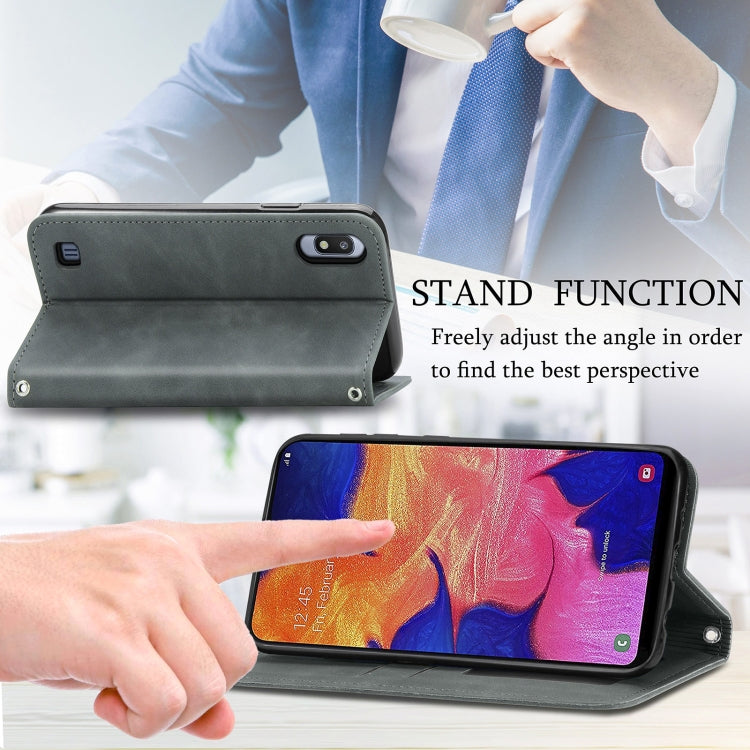 For Samsung Galaxy A10e Retro Skin Feel Business Magnetic Horizontal Flip Leather Case with Holder & Card Slots & Wallet & Photo Frame