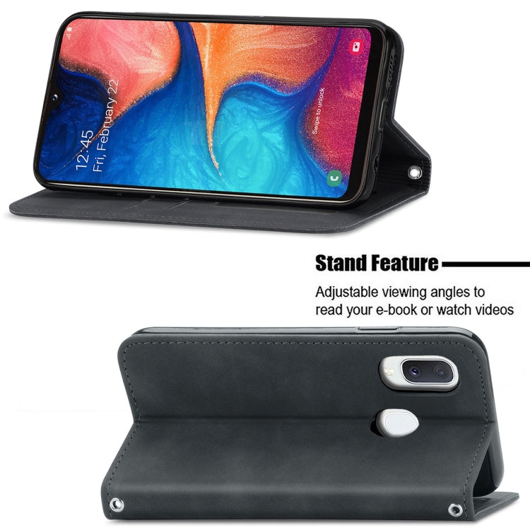 For Samsung Galaxy A20e Retro Skin Feel Business Magnetic Horizontal Flip Leather Case with Holder & Card Slots & Wallet & Photo Frame