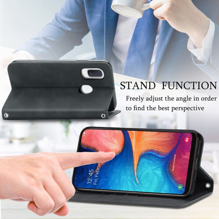 For Samsung Galaxy A20e Retro Skin Feel Business Magnetic Horizontal Flip Leather Case with Holder & Card Slots & Wallet & Photo Frame