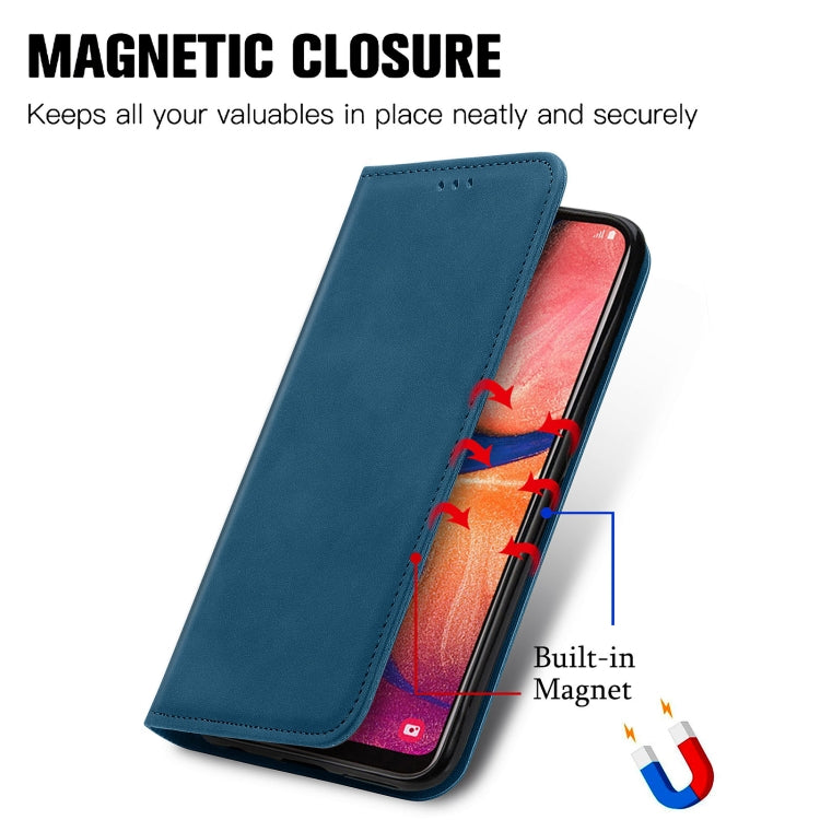 For Samsung Galaxy A20e Retro Skin Feel Business Magnetic Horizontal Flip Leather Case with Holder & Card Slots & Wallet & Photo Frame