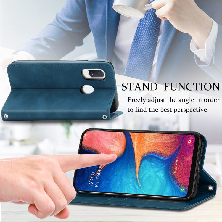 For Samsung Galaxy A20e Retro Skin Feel Business Magnetic Horizontal Flip Leather Case with Holder & Card Slots & Wallet & Photo Frame