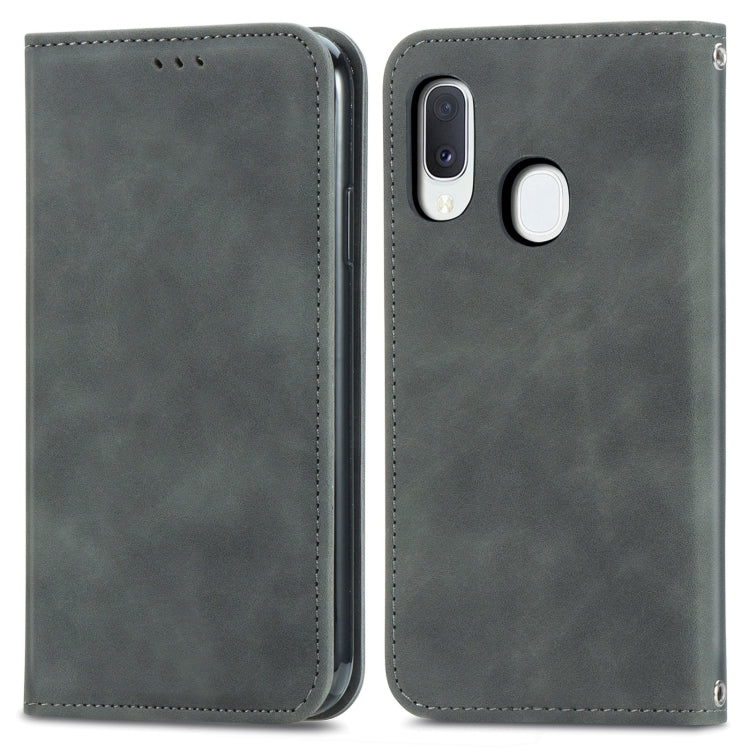 For Samsung Galaxy A20e Retro Skin Feel Business Magnetic Horizontal Flip Leather Case with Holder & Card Slots & Wallet & Photo Frame