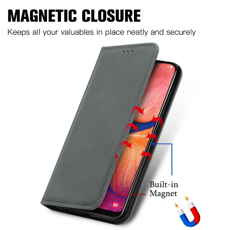 For Samsung Galaxy A20e Retro Skin Feel Business Magnetic Horizontal Flip Leather Case with Holder & Card Slots & Wallet & Photo Frame
