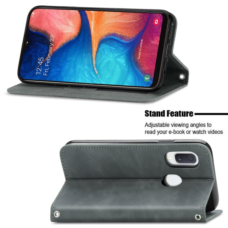 For Samsung Galaxy A20e Retro Skin Feel Business Magnetic Horizontal Flip Leather Case with Holder & Card Slots & Wallet & Photo Frame