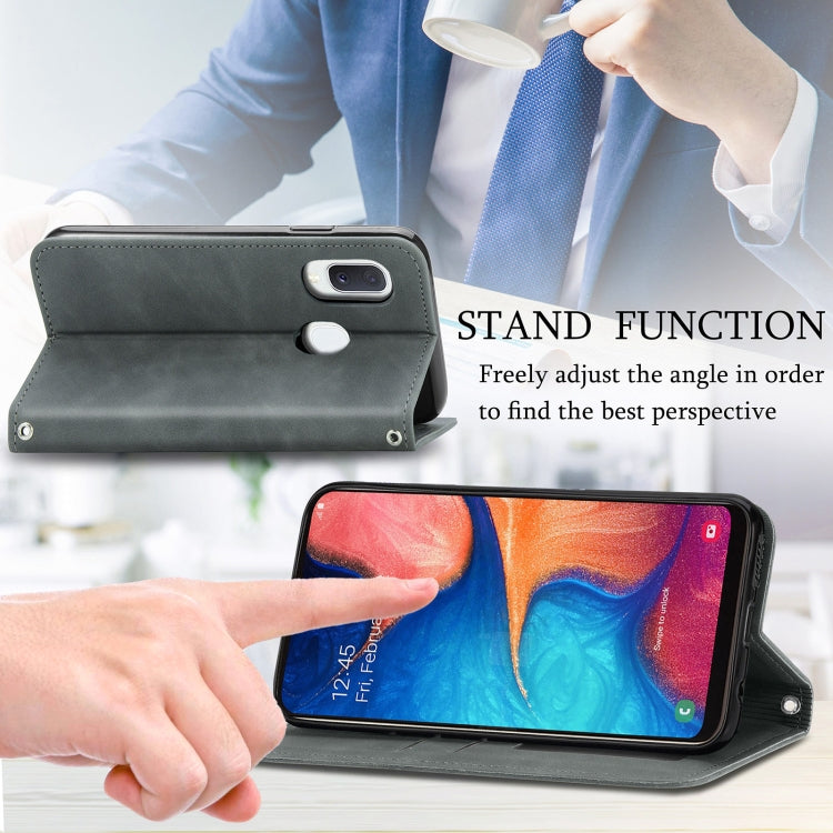 For Samsung Galaxy A20e Retro Skin Feel Business Magnetic Horizontal Flip Leather Case with Holder & Card Slots & Wallet & Photo Frame
