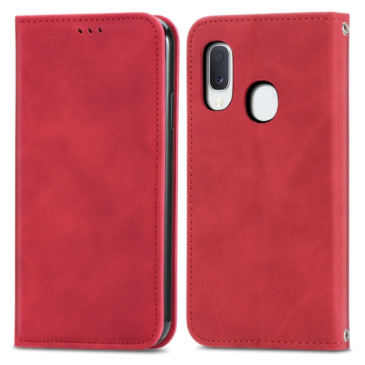 For Samsung Galaxy A20e Retro Skin Feel Business Magnetic Horizontal Flip Leather Case with Holder & Card Slots & Wallet & Photo Frame