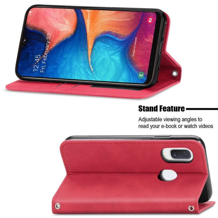For Samsung Galaxy A20e Retro Skin Feel Business Magnetic Horizontal Flip Leather Case with Holder & Card Slots & Wallet & Photo Frame