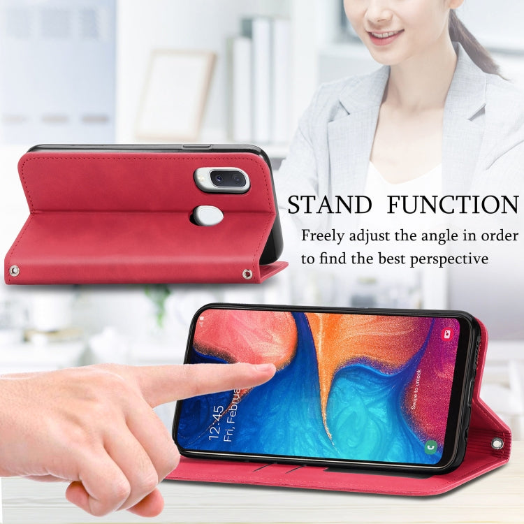For Samsung Galaxy A20e Retro Skin Feel Business Magnetic Horizontal Flip Leather Case with Holder & Card Slots & Wallet & Photo Frame