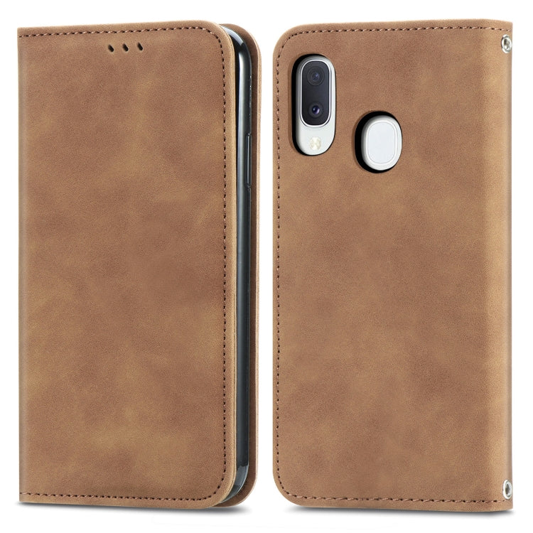For Samsung Galaxy A20e Retro Skin Feel Business Magnetic Horizontal Flip Leather Case with Holder & Card Slots & Wallet & Photo Frame