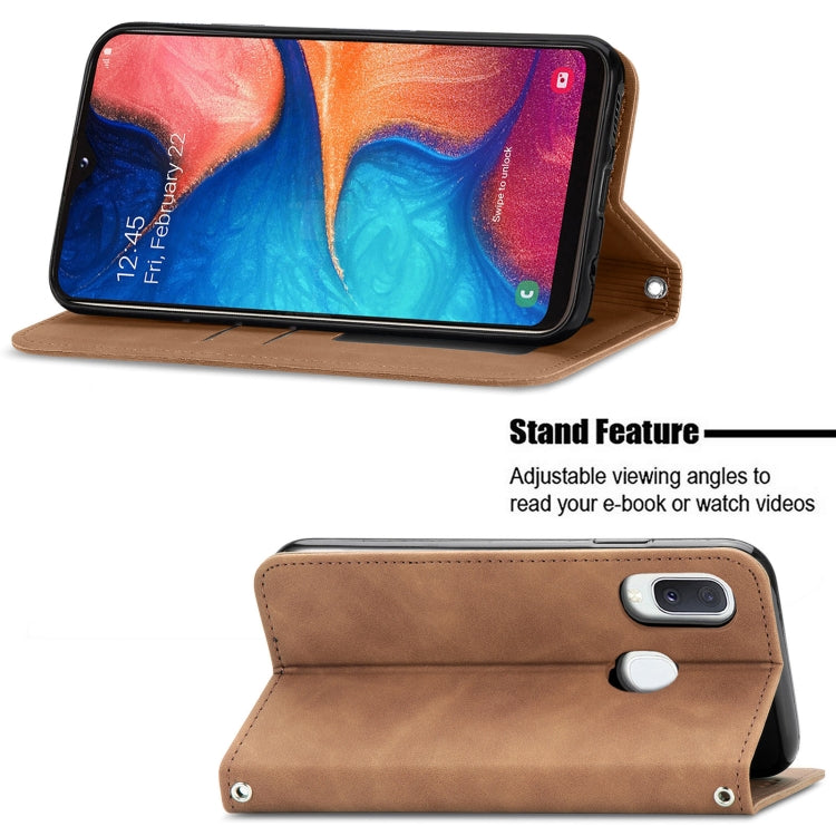 For Samsung Galaxy A20e Retro Skin Feel Business Magnetic Horizontal Flip Leather Case with Holder & Card Slots & Wallet & Photo Frame