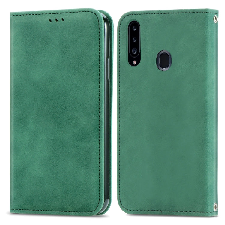 For Samsung Galaxy A20s Retro Skin Feel Business Magnetic Horizontal Flip Leather Case with Holder & Card Slots & Wallet & Photo Frame