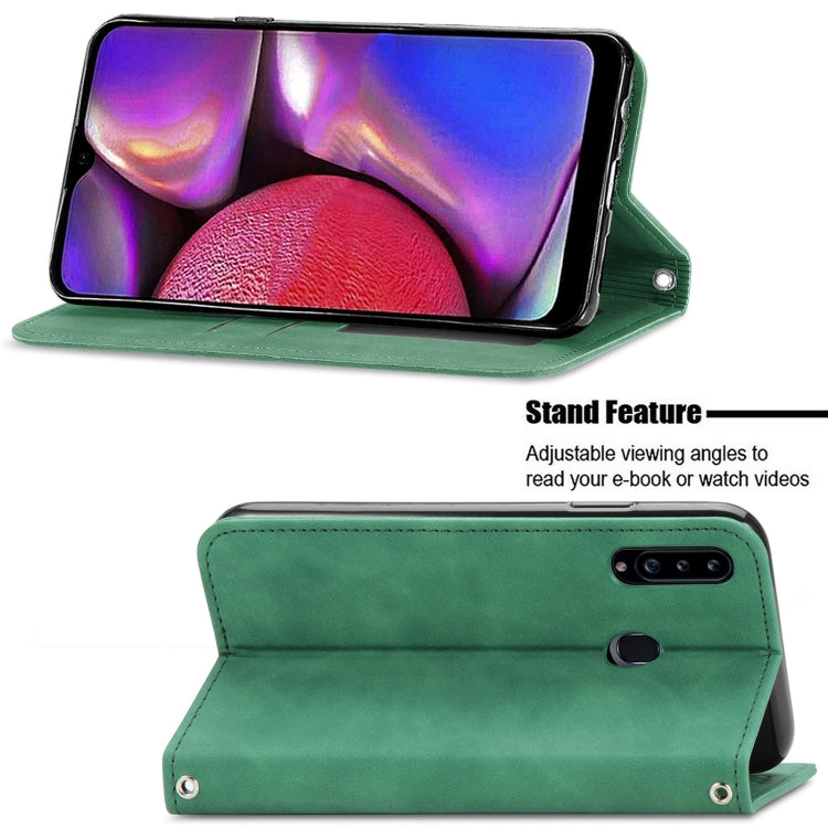 For Samsung Galaxy A20s Retro Skin Feel Business Magnetic Horizontal Flip Leather Case with Holder & Card Slots & Wallet & Photo Frame