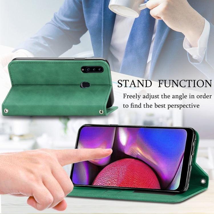 For Samsung Galaxy A20s Retro Skin Feel Business Magnetic Horizontal Flip Leather Case with Holder & Card Slots & Wallet & Photo Frame