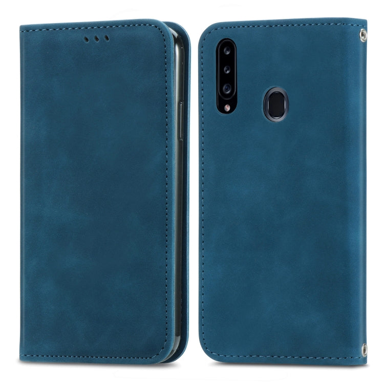 For Samsung Galaxy A20s Retro Skin Feel Business Magnetic Horizontal Flip Leather Case with Holder & Card Slots & Wallet & Photo Frame