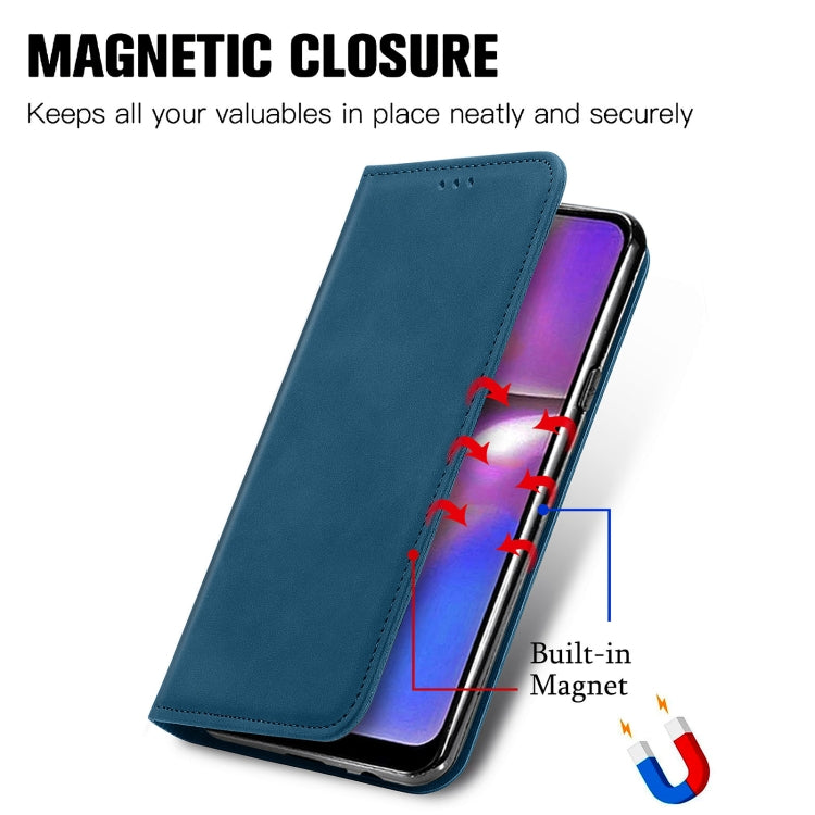 For Samsung Galaxy A20s Retro Skin Feel Business Magnetic Horizontal Flip Leather Case with Holder & Card Slots & Wallet & Photo Frame