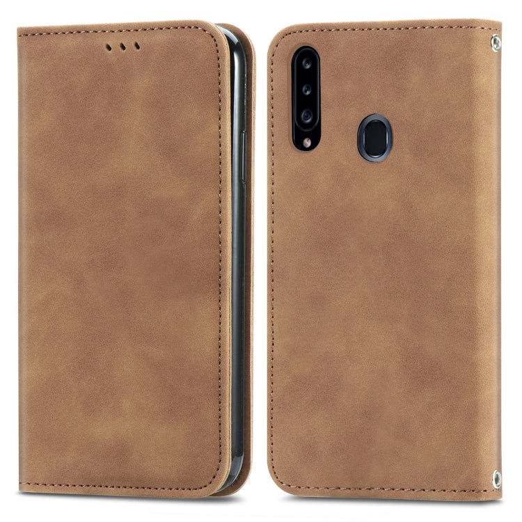 For Samsung Galaxy A20s Retro Skin Feel Business Magnetic Horizontal Flip Leather Case with Holder & Card Slots & Wallet & Photo Frame