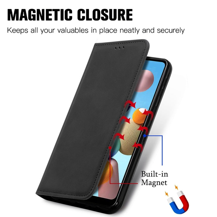 For Samsung Galaxy A21 (EU) Retro Skin Feel Business Magnetic Horizontal Flip Leather Case with Holder & Card Slots & Wallet & Photo Frame
