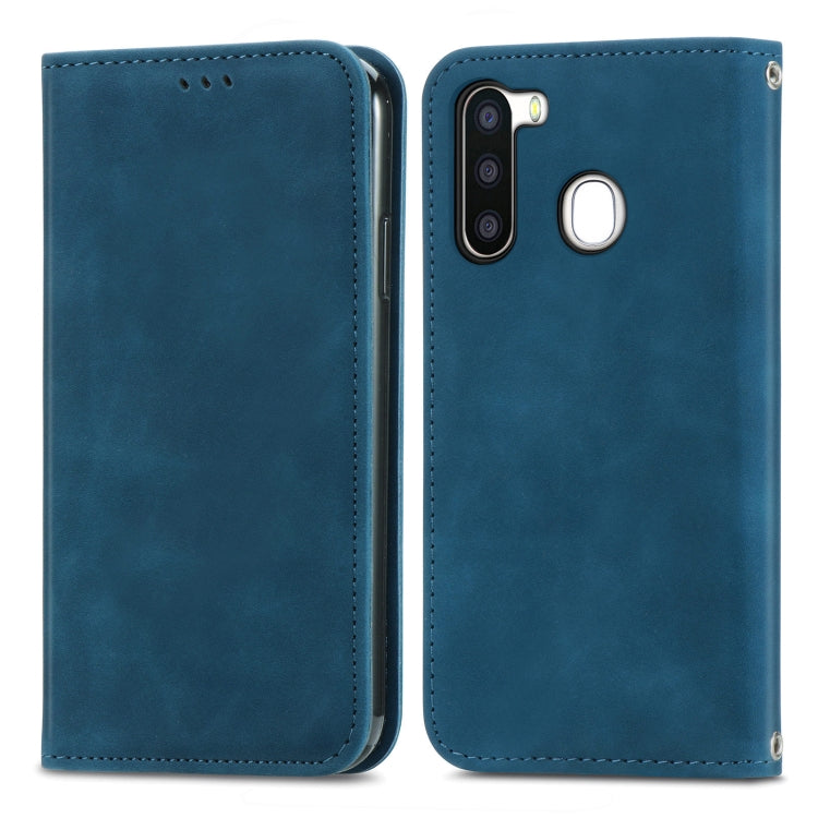 For Samsung Galaxy A21 (EU) Retro Skin Feel Business Magnetic Horizontal Flip Leather Case with Holder & Card Slots & Wallet & Photo Frame