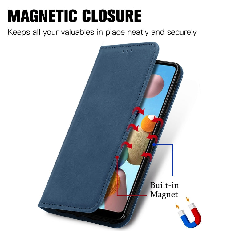 For Samsung Galaxy A21 (EU) Retro Skin Feel Business Magnetic Horizontal Flip Leather Case with Holder & Card Slots & Wallet & Photo Frame