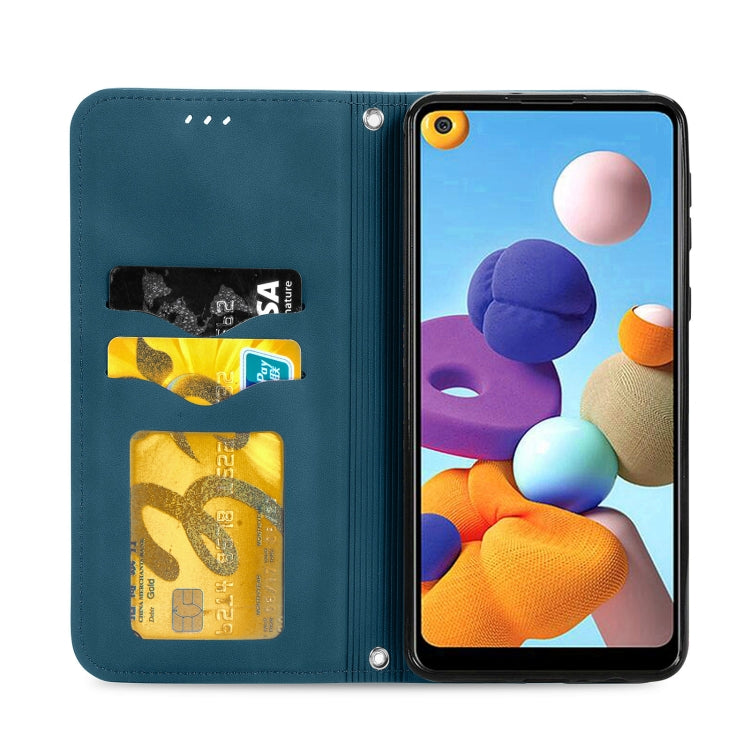For Samsung Galaxy A21 (EU) Retro Skin Feel Business Magnetic Horizontal Flip Leather Case with Holder & Card Slots & Wallet & Photo Frame