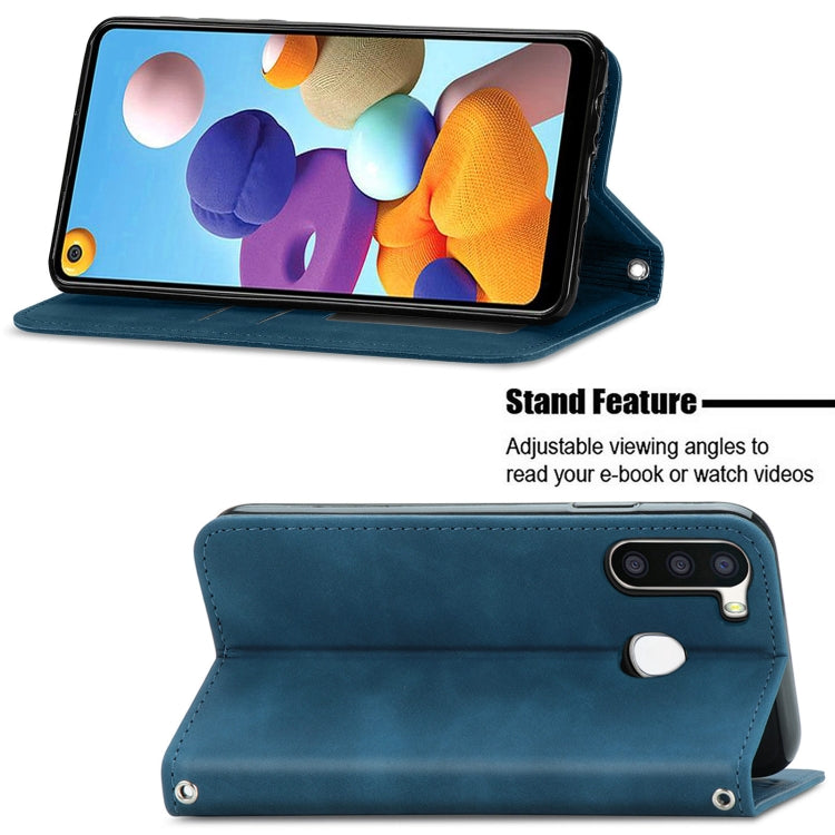 For Samsung Galaxy A21 (EU) Retro Skin Feel Business Magnetic Horizontal Flip Leather Case with Holder & Card Slots & Wallet & Photo Frame