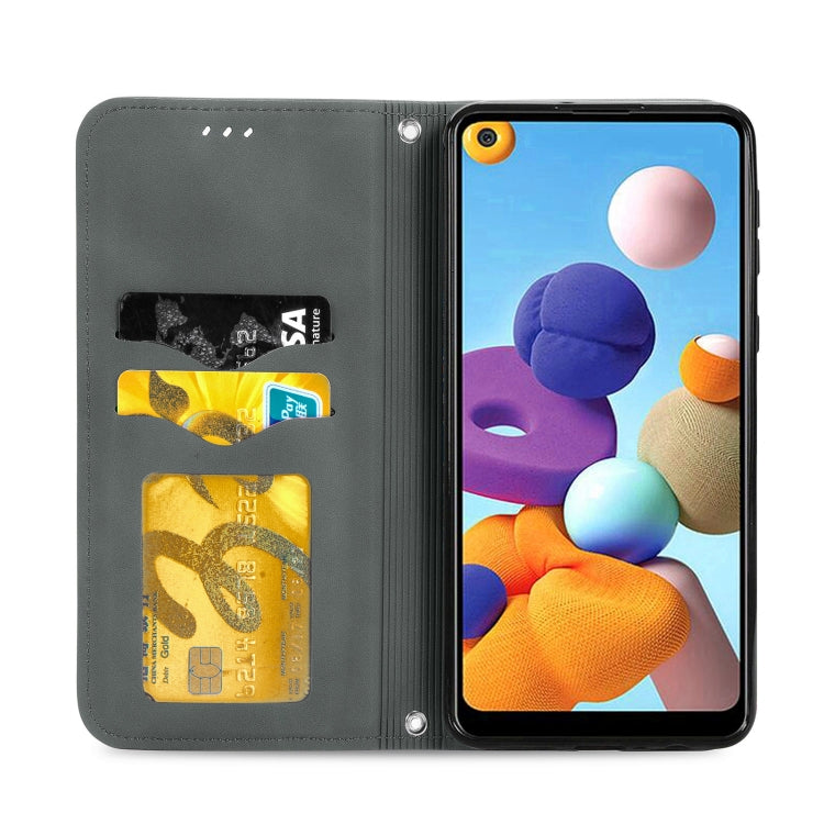 For Samsung Galaxy A21 (EU) Retro Skin Feel Business Magnetic Horizontal Flip Leather Case with Holder & Card Slots & Wallet & Photo Frame