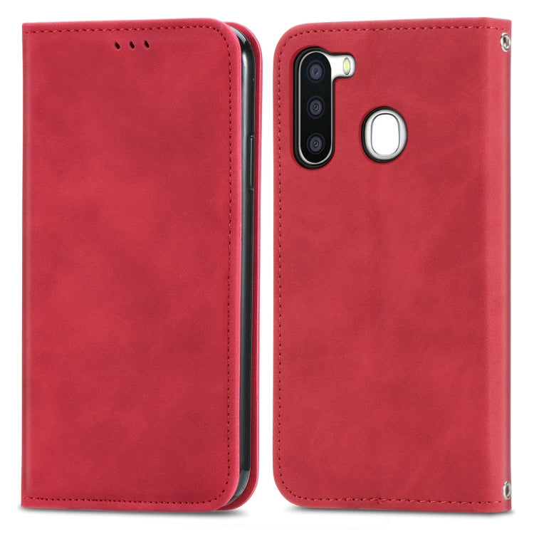For Samsung Galaxy A21 (EU) Retro Skin Feel Business Magnetic Horizontal Flip Leather Case with Holder & Card Slots & Wallet & Photo Frame