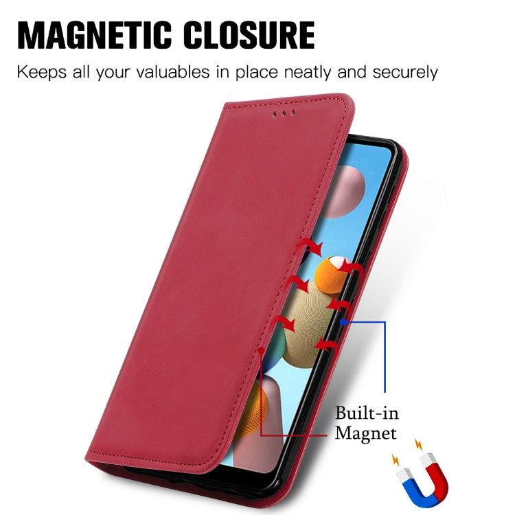 For Samsung Galaxy A21 (EU) Retro Skin Feel Business Magnetic Horizontal Flip Leather Case with Holder & Card Slots & Wallet & Photo Frame