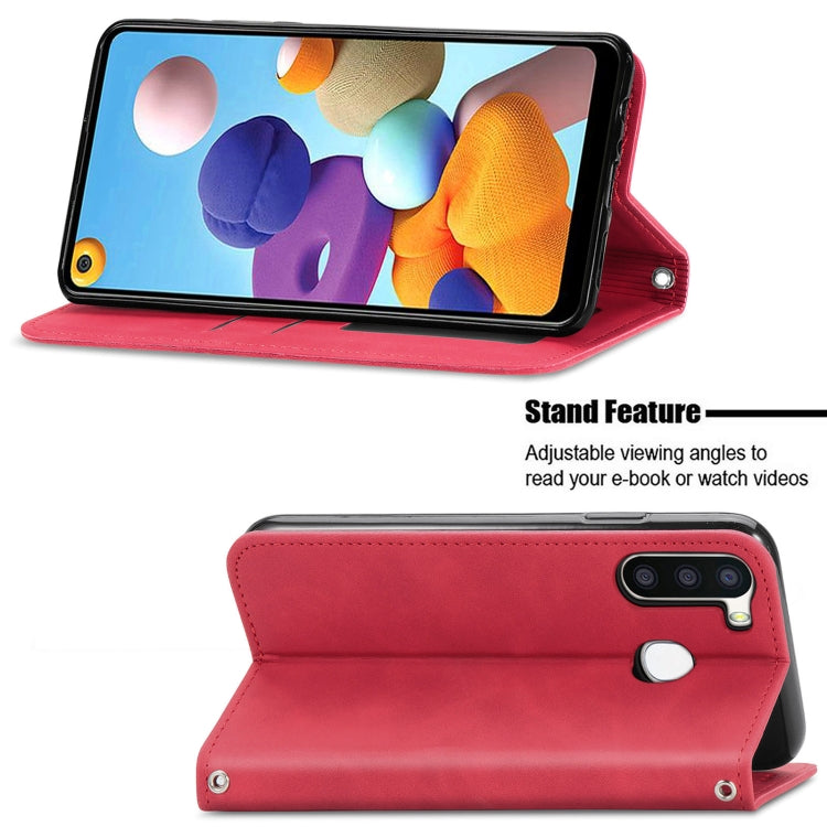 For Samsung Galaxy A21 (EU) Retro Skin Feel Business Magnetic Horizontal Flip Leather Case with Holder & Card Slots & Wallet & Photo Frame