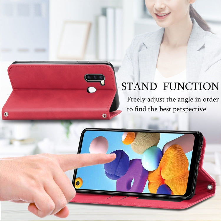 For Samsung Galaxy A21 (EU) Retro Skin Feel Business Magnetic Horizontal Flip Leather Case with Holder & Card Slots & Wallet & Photo Frame