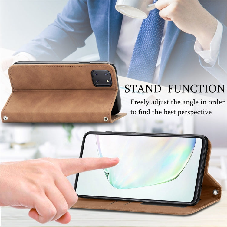For Samsung Galaxy Note10 Lite / A81 Retro Skin Feel Business Magnetic Horizontal Flip Leather Case with Holder & Card Slots & Wallet & Photo Frame