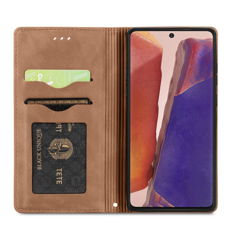 For Samsung Galaxy Note20 Retro Skin Feel Business Magnetic Horizontal Flip Leather Case with Holder & Card Slots & Wallet & Photo Frame