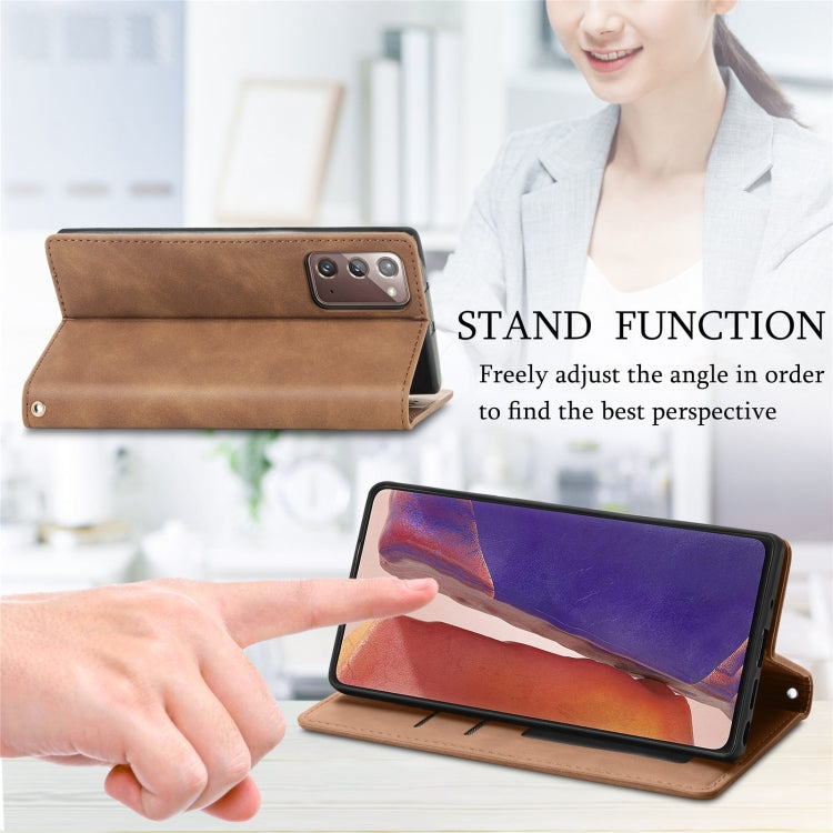 For Samsung Galaxy Note20 Retro Skin Feel Business Magnetic Horizontal Flip Leather Case with Holder & Card Slots & Wallet & Photo Frame