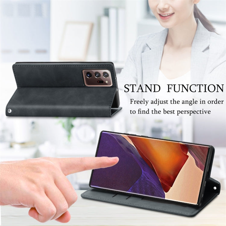 For Samsung Galaxy Note20 Ultra Retro Skin Feel Business Magnetic Horizontal Flip Leather Case with Holder & Card Slots & Wallet & Photo Frame