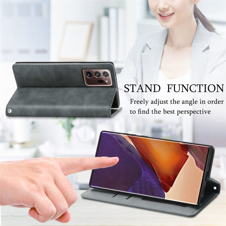 For Samsung Galaxy Note20 Ultra Retro Skin Feel Business Magnetic Horizontal Flip Leather Case with Holder & Card Slots & Wallet & Photo Frame