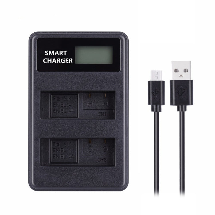 For Nikon EN-EL14/EN-EL14a Smart LCD Display USB Dual-Channel Charger