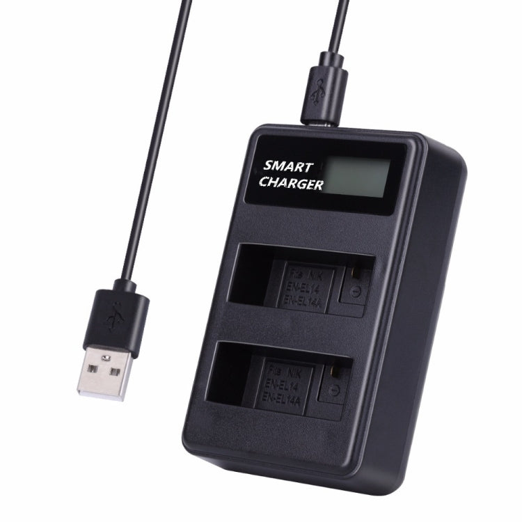 For Nikon EN-EL14/EN-EL14a Smart LCD Display USB Dual-Channel Charger