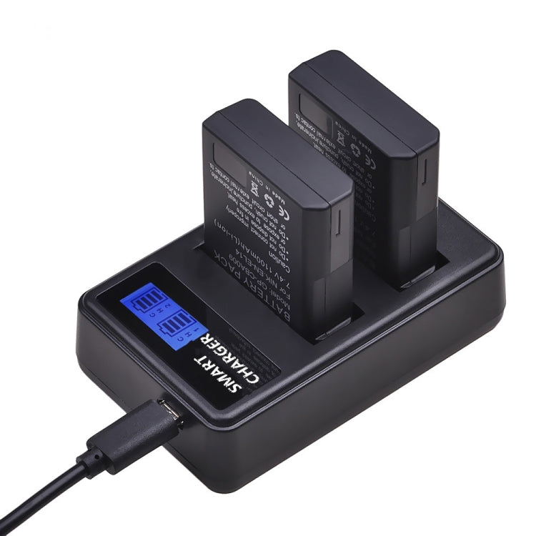 For Nikon EN-EL14/EN-EL14a Smart LCD Display USB Dual-Channel Charger