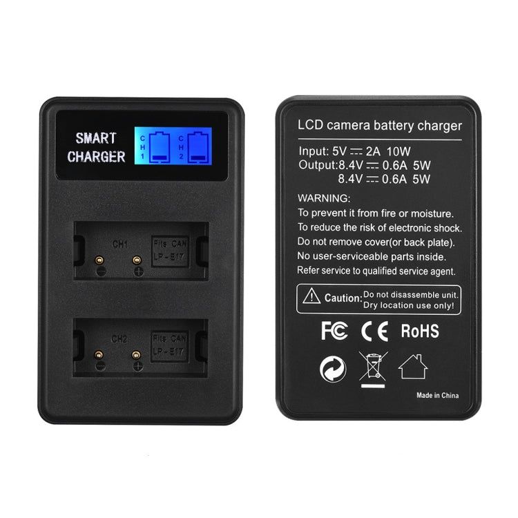 For Canon LP-E17 Smart LCD Display USB Dual-Channel Charger