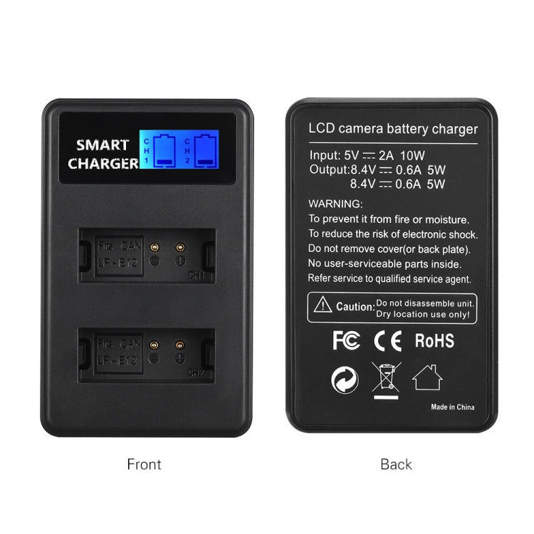 For Canon LP-E12 Smart LCD Display USB Dual-Channel Charger