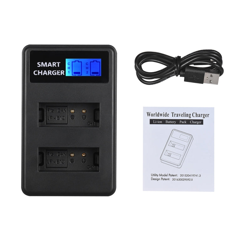 For Canon LP-E12 Smart LCD Display USB Dual-Channel Charger