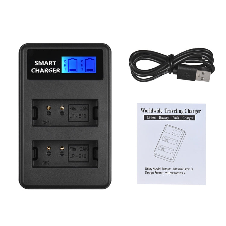 For Canon LP-E10 Smart LCD Display USB Dual-Channel Charger