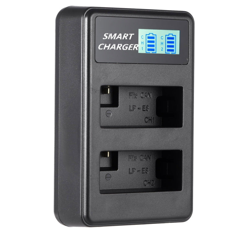 For Canon LP-E8 Smart LCD Display USB Dual-Channel Charger