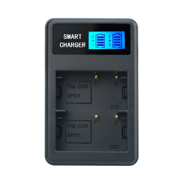 For Canon BP-511/511A Smart LCD Display USB Dual-Channel Charger