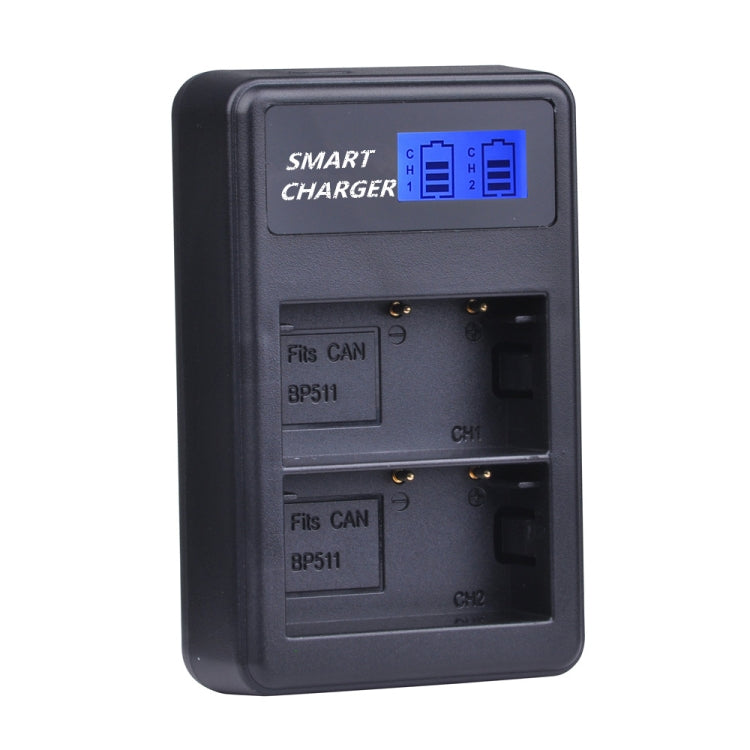 For Canon BP-511/511A Smart LCD Display USB Dual-Channel Charger