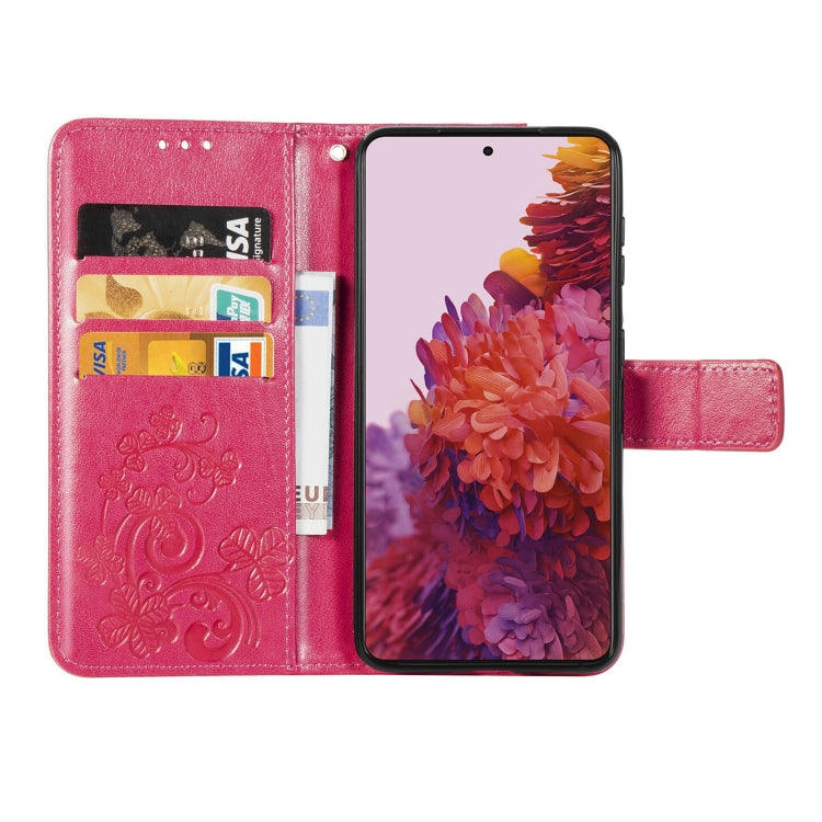 Four-leaf Clasp Embossed Buckle Mobile Phone Protection Leather Case with Lanyard & Card Slot & Wallet & Bracket Function For Samsung Galaxy S21 Ultra 5G