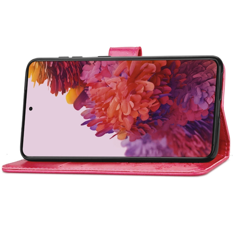 Four-leaf Clasp Embossed Buckle Mobile Phone Protection Leather Case with Lanyard & Card Slot & Wallet & Bracket Function For Samsung Galaxy S21 Ultra 5G